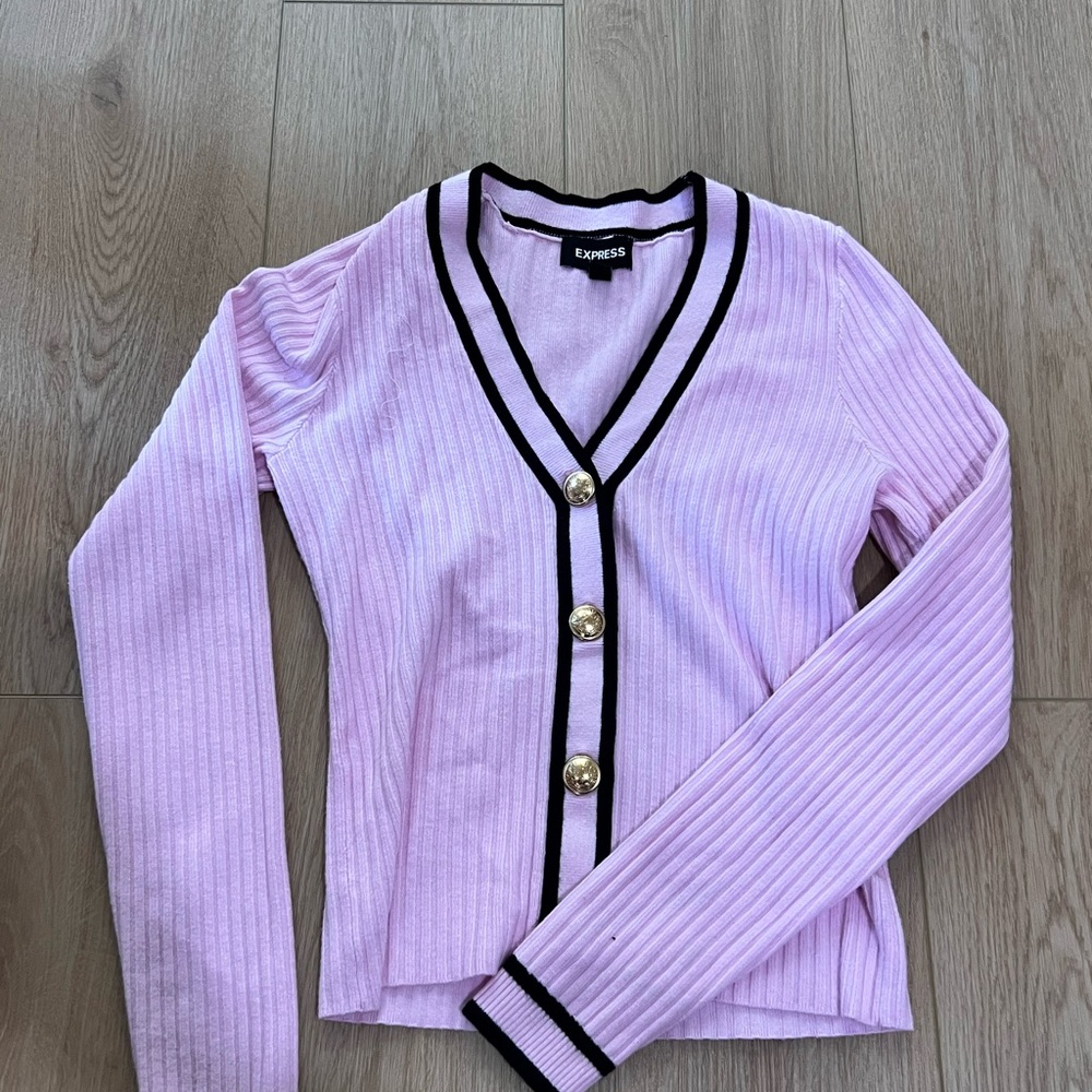 Express Pink Cardigan with Black Accents
